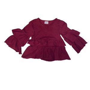 XS (12-18m) Garnet Ruffle Sleeve Shirt